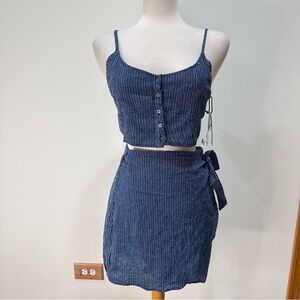 Amuse Society Navy Mini Skirt Set